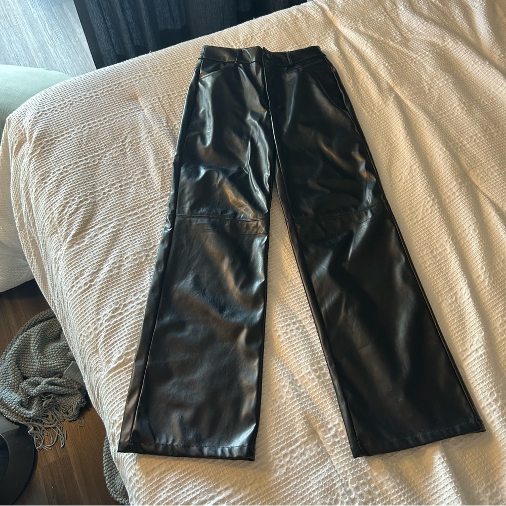 High rise baggy fit leather pants
